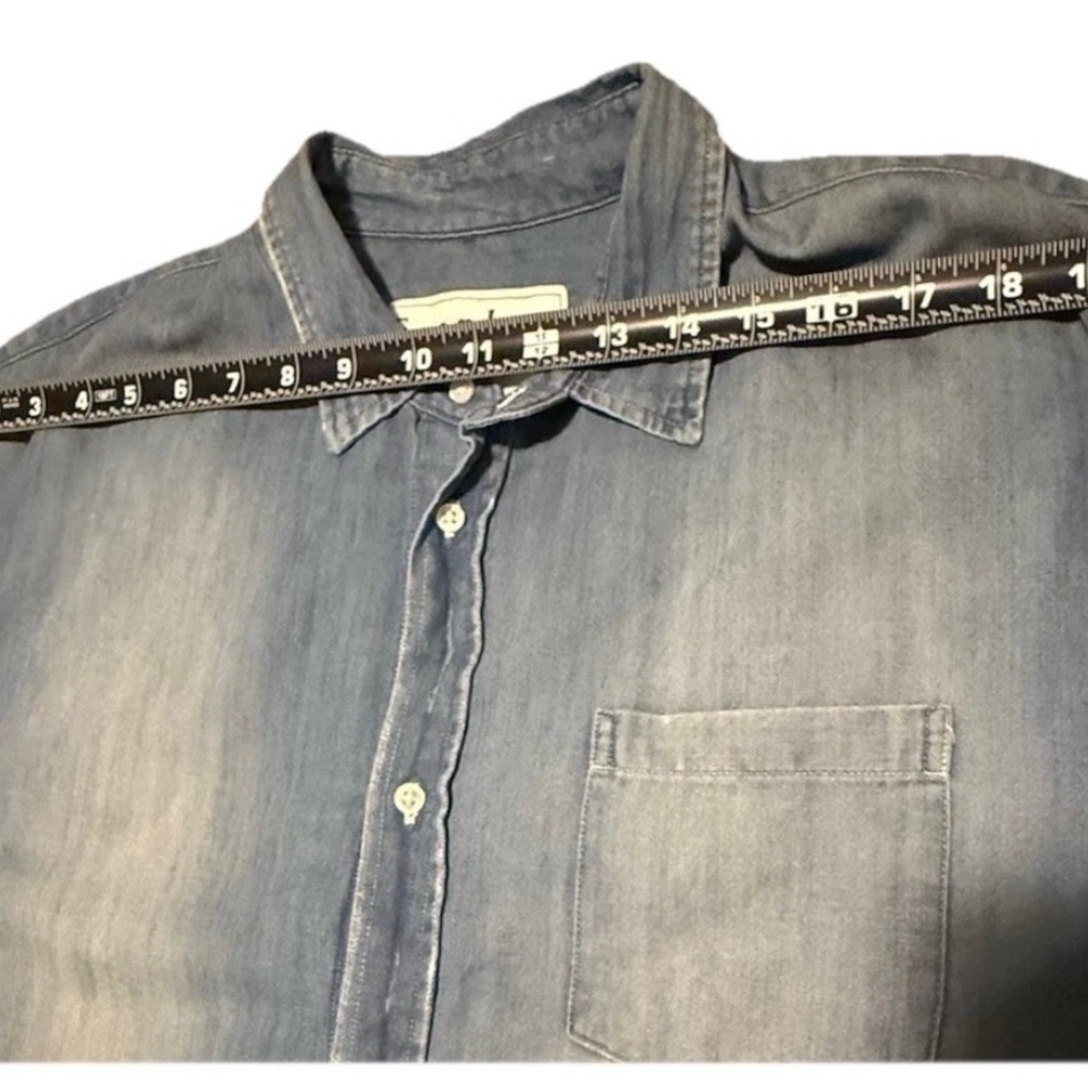Frank & Eileen Eileen Denim relaxed Barry Woven Button Shirt Distressed Italy - Picture 12 of 13